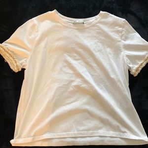 Zara White blouse with gold and cream trim